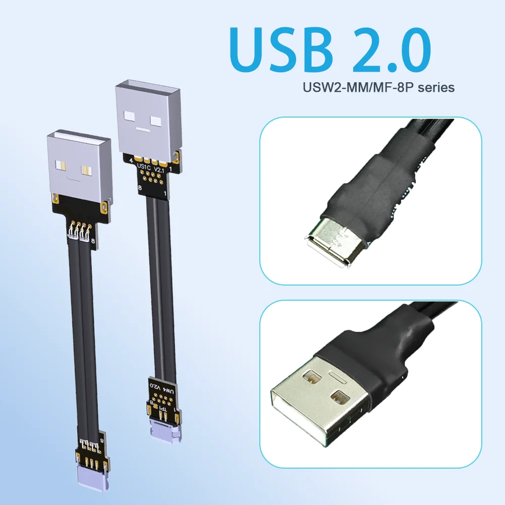480Mbps מיקרו USB 2.0 סוג שטוח דק קצר זכר נקבה 3A ספק כוח כבל נתונים מסוג USB-A כדי MicroB 2.0 OTG FPV צילום כבל