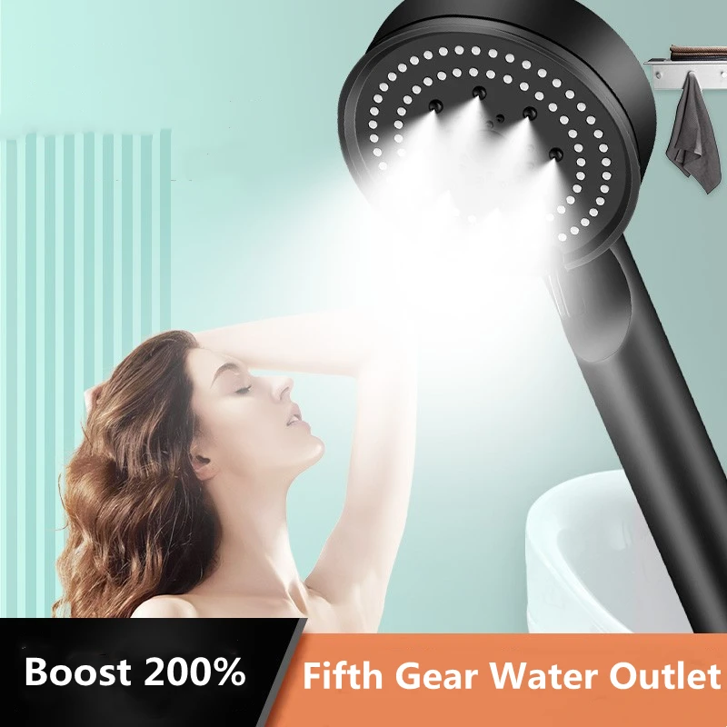 5 מצב לחץ להגביר את ראש המקלחת תכליתי מתכוונן מים גדול תשואה המקלחת עיסוי מקלחת שירותים אביזר