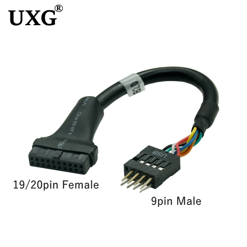 19/20 Pin USB 3.0 נקבה 9-Pin USB 2.0 זכר / נקבה האם כותרת מתאם זכר לנקבה כבל על שולחן העבודה 15CM