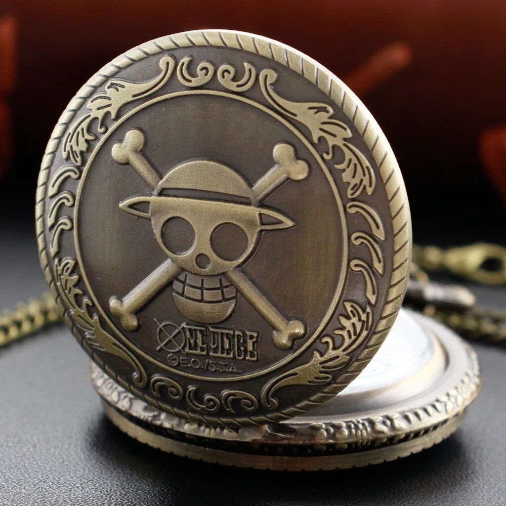 עצם פיראט סימן קוורץ שעון כיס שרשרת Steampunk השעון מתכת אל-חלד שעון תליון עם שרשרת קצרה מתנה Cf1266