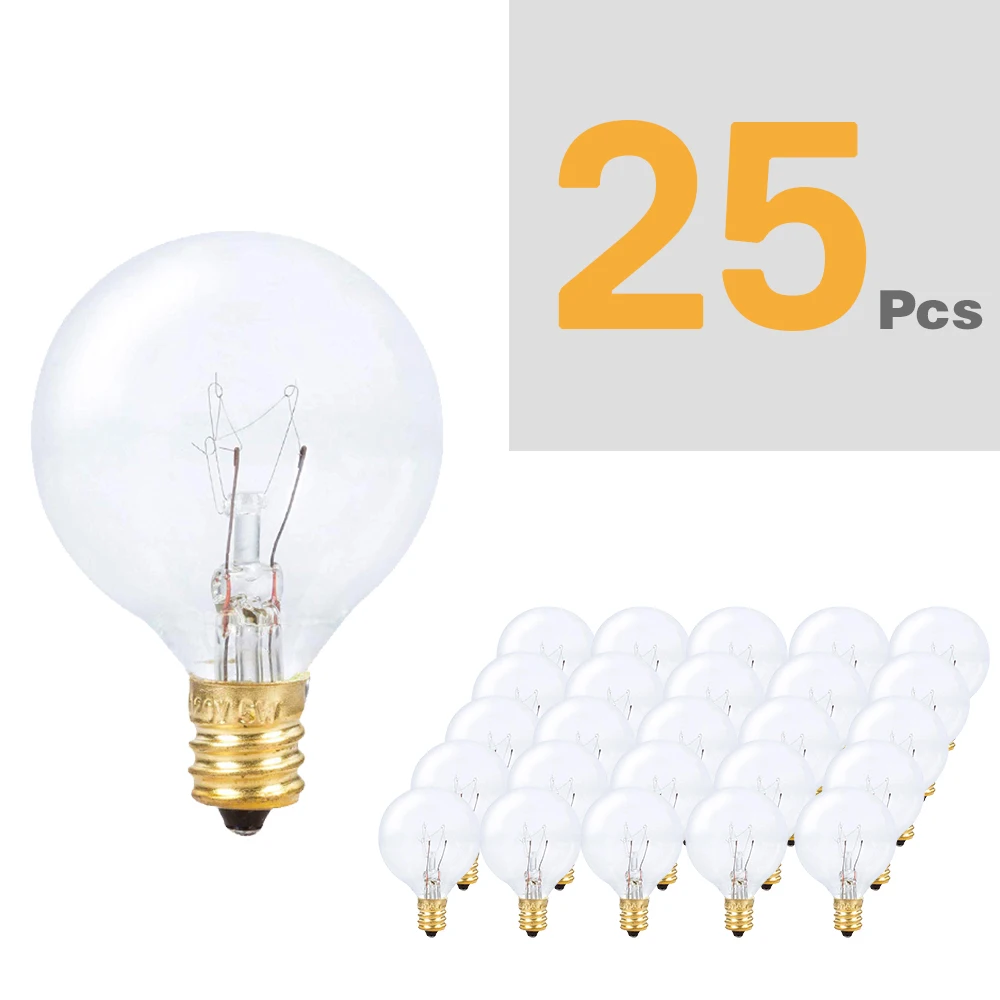 25Pcs G40 LED מחרוזת הנורה להחליף 120V/220V Led הנורה טונגסטן נורות LED נורות E12 בסיס שקע מחזיק הנורה עבור גינה ביתית