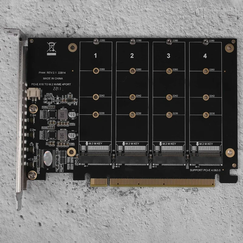 PCIE 4-Port-M. 2 NVEM SSD כרטיס הרחבה למחשב לוח אם כונן הזיכרון המוצק כרטיס הרחבה