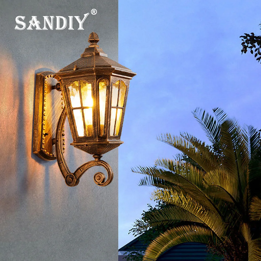 SANDIY אירופאי משובח חיצוני וול אור IP65 עמיד למים מנורות קיר עבור בית בפתח המרפסת וילה גן רטרו החיצוני מנורת קיר