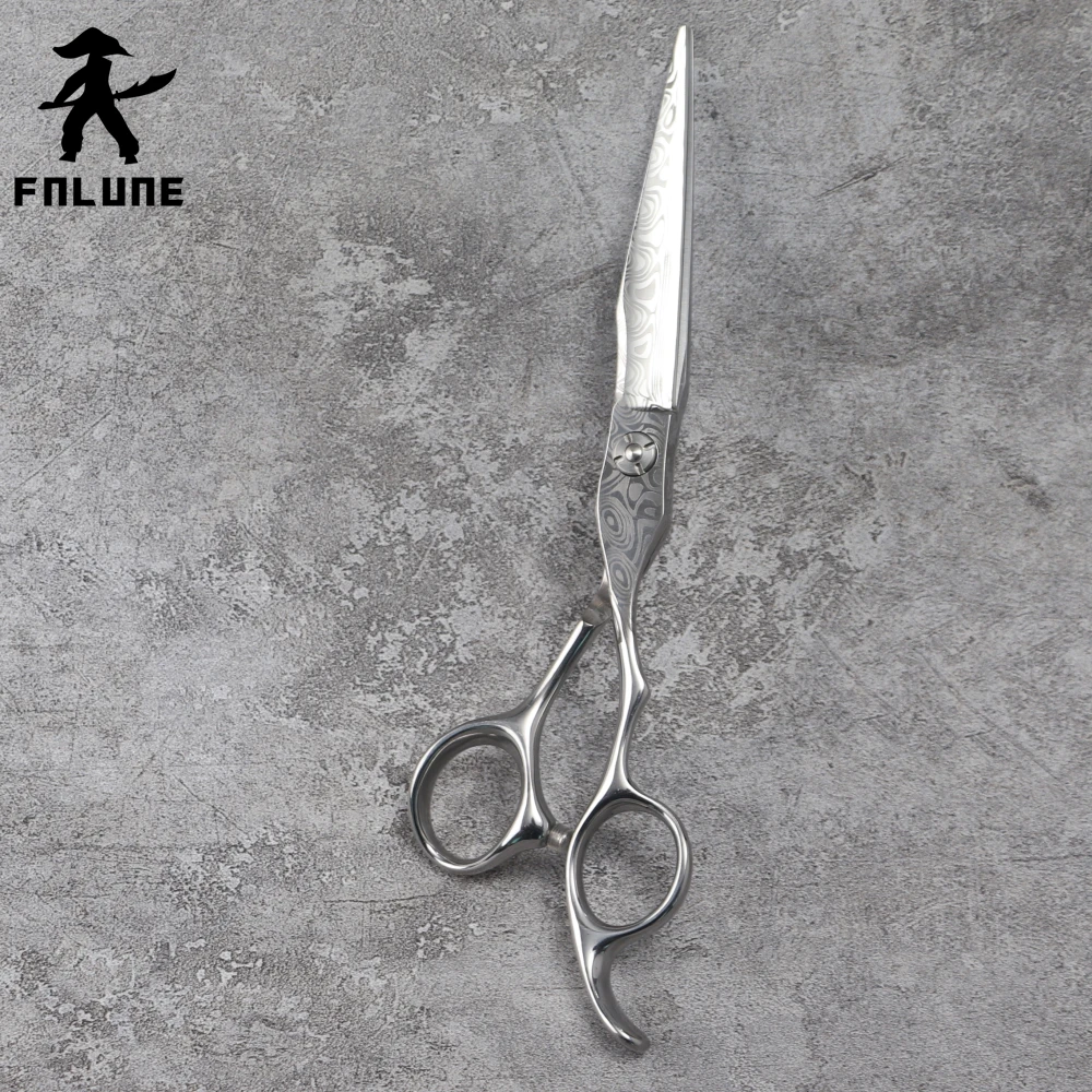 FnLune 7.0 טונגסטן פלדה דמשק דפוס מקצועי סלון שיער מספריים לחתוך הספר כלים תספורת גזירה שיער מספריים