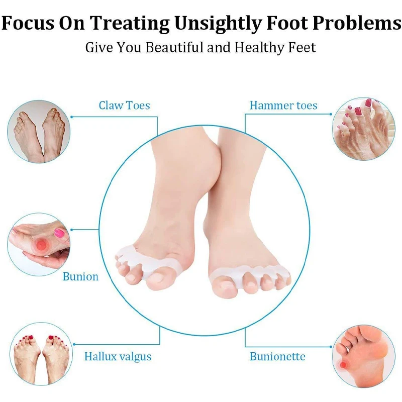 אצבע מפריד רגליים נכונה אצבעות יוגה סיליקון אצבע פטיש תיקונים עבור נשים & גברים נכונה הבוהן Straighteners חופפים אצבעות