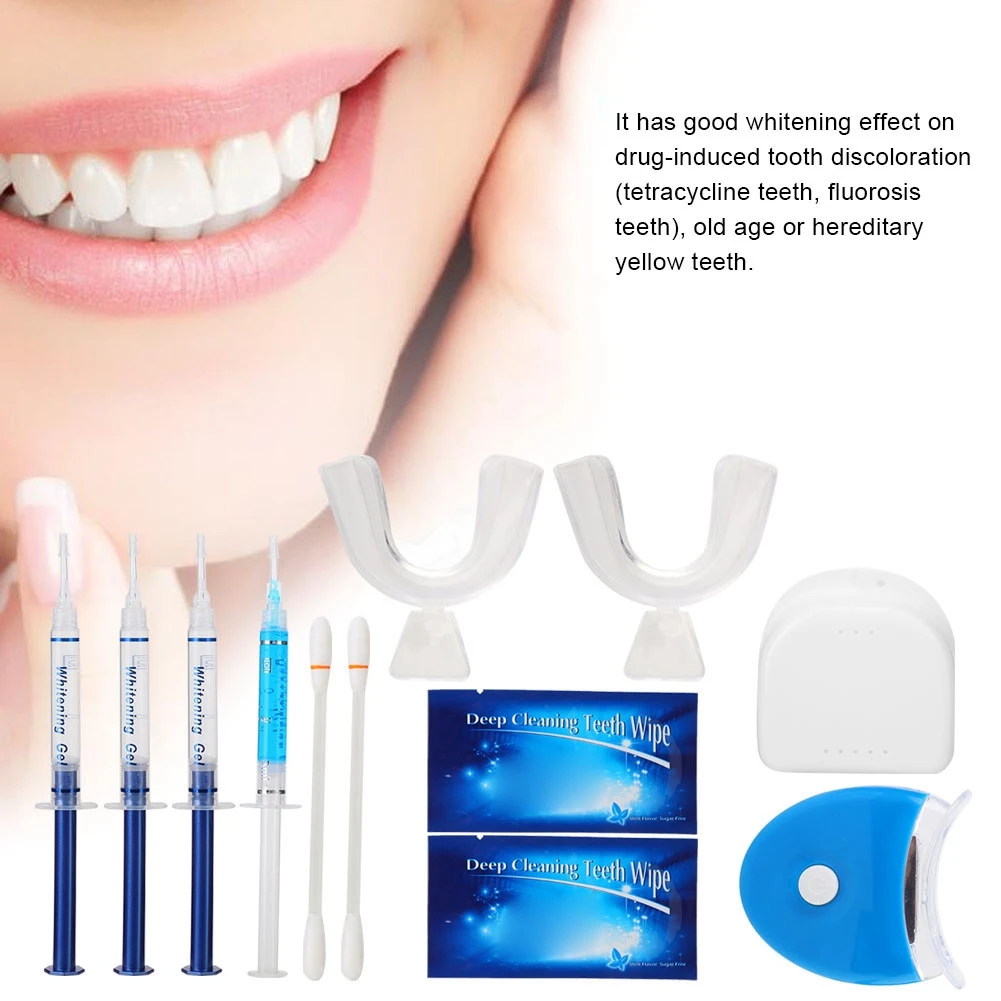 שיניים אנטי אלרגיות ג ' ל ההלבנה חשמלי הוביל קר אור כחול הלבנת שיניים לנגב להגדיר ערכת