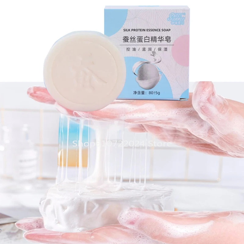 80 גרם חלב עיזים עבודת יד משי סבון לכווץ נקבוביות נגד אקנה טיפול שמן לחות הלבנת קרדית מסיר סבון פנים לניקוי