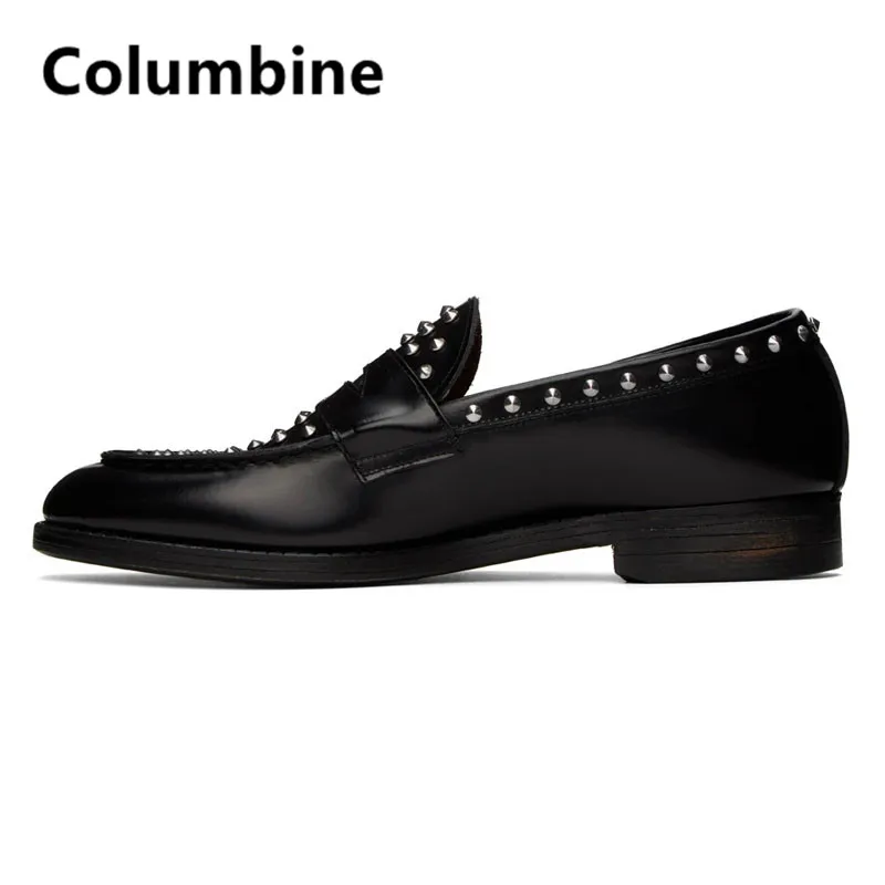שחור בעבודת יד גברים נעלי אופנה חדשה Mens חתיכים נעלי ספייק כסוף נצנצים נעלי נעליים מסלול נוצץ מסמרות נעליים