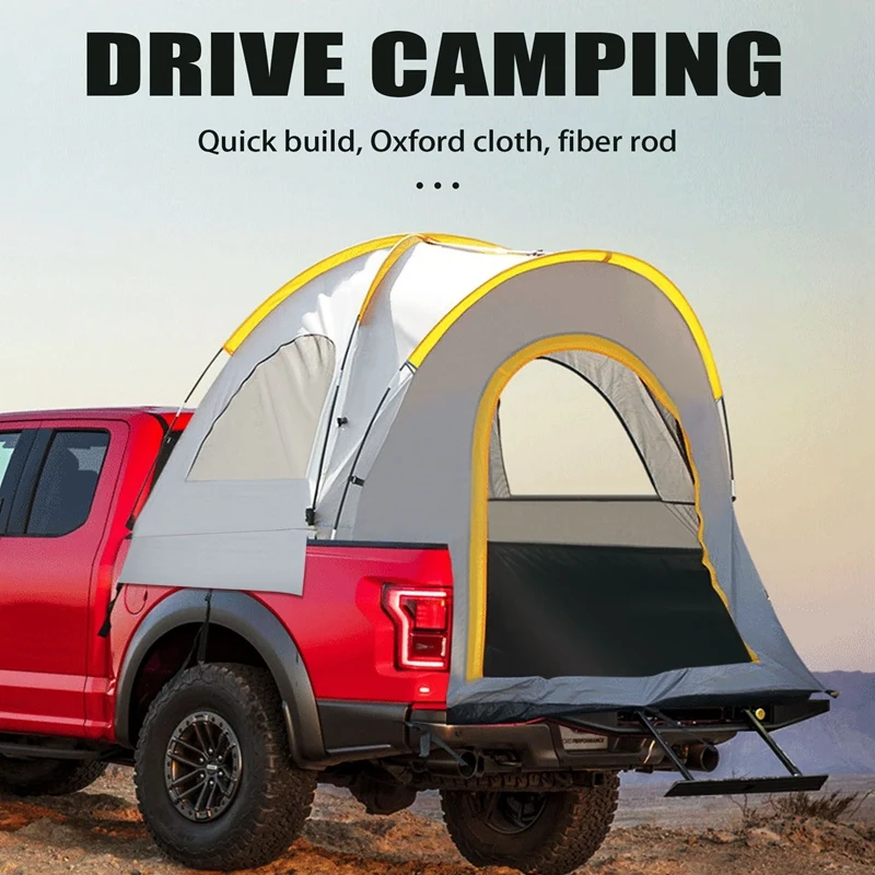 טנדר קמפינג Tenk 5.5'-6' עמיד למים מיטת משאית אוהל Pu2000mm שכבה כפולה 2 אדם נייד ישן באוהל