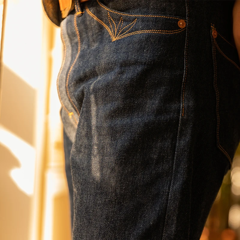 רד טורנדו 350 פרחוני תפור ג 'ינס 14oz Selvedge ג' ינס גברים Workwear רגוע מתאים