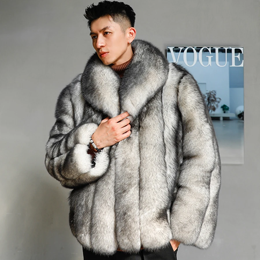 אמיתי פוקס מעילי הפרווה גבר לבן פרווה מעיל חורף חם טבעי מעיל הפרווה הנמכרים ביותר של הגברים מעילים קצרים