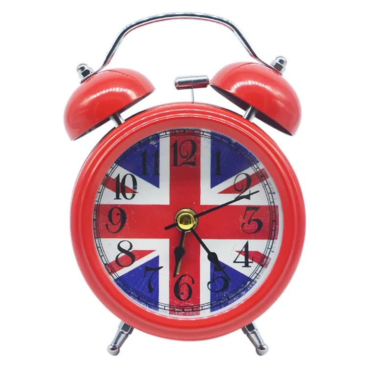 High-end מעולה אופנה באיכות גבוהה מתכת בל שעון מעורר מ-הדגל הבריטי הרוח שעון מעורר ultra-שקט תנועה.
