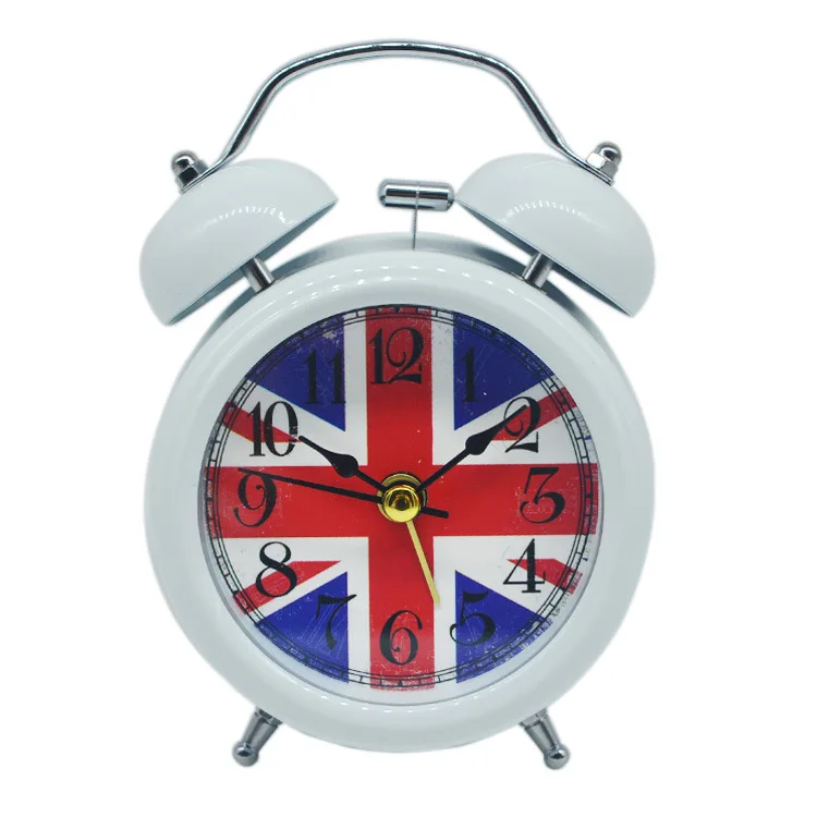 High-end מעולה אופנה באיכות גבוהה מתכת בל שעון מעורר מ-הדגל הבריטי הרוח שעון מעורר ultra-שקט תנועה.