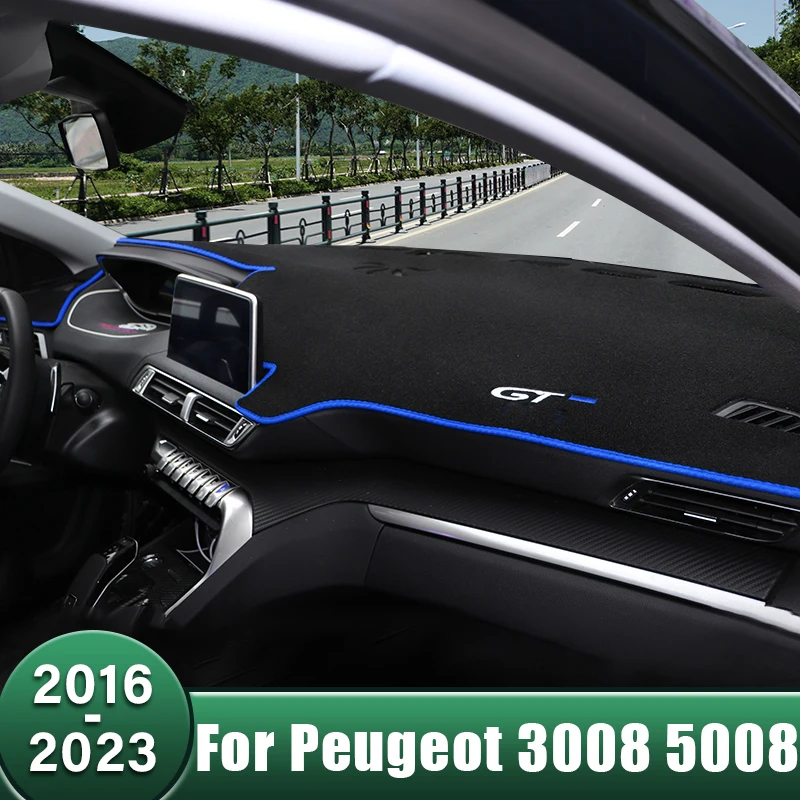 לוח המחוונים במכונית כיסוי להימנע אור רפידות Anti-UV שטיחים עבור פיג ' ו 3008 5008 GT היברידית 2016 2017 2018 2019 2020 2021 2022 2023