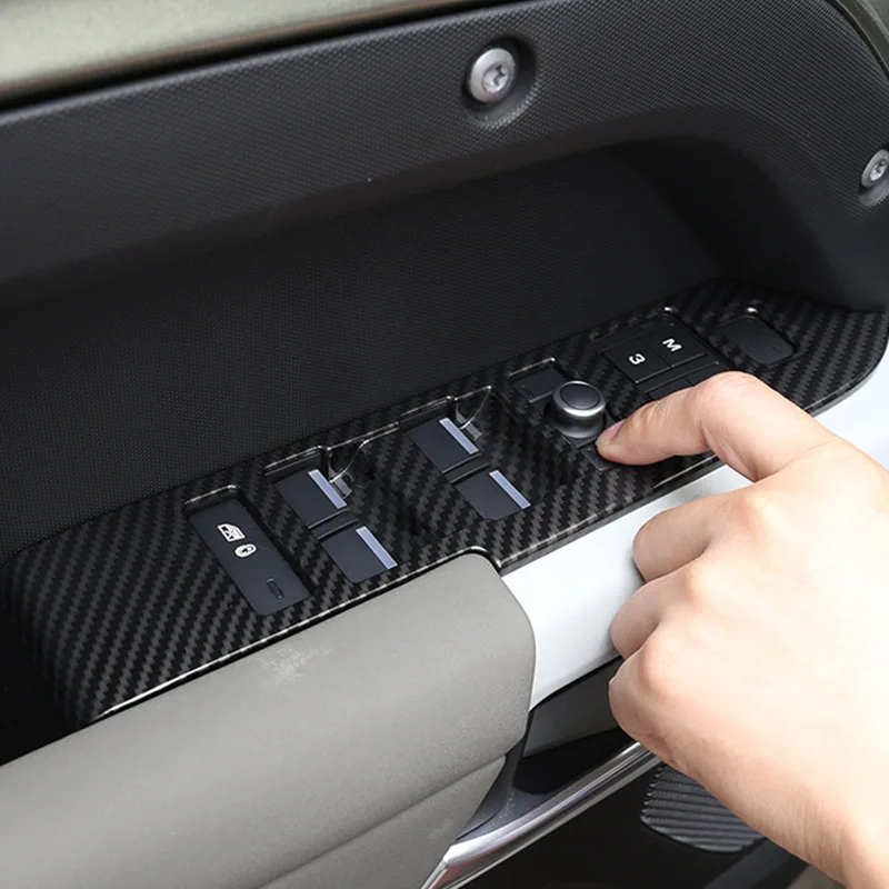 LHD עבור לנד רובר Defender90 110 20-22 רכב סטיילינג ABS חלון המכונית להרים מתג כפתורים מסגרת הכיסוי לקצץ מדבקות אביזרי רכב