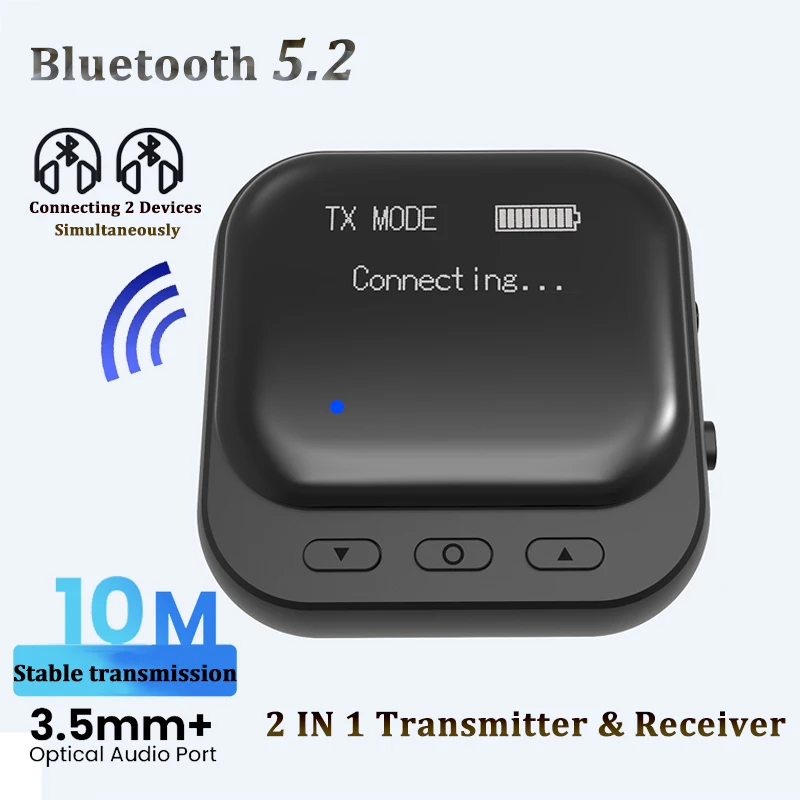 2 ב 1 Bluetooth 5.2 משדר מקלט אלחוטי 3.5 מ 