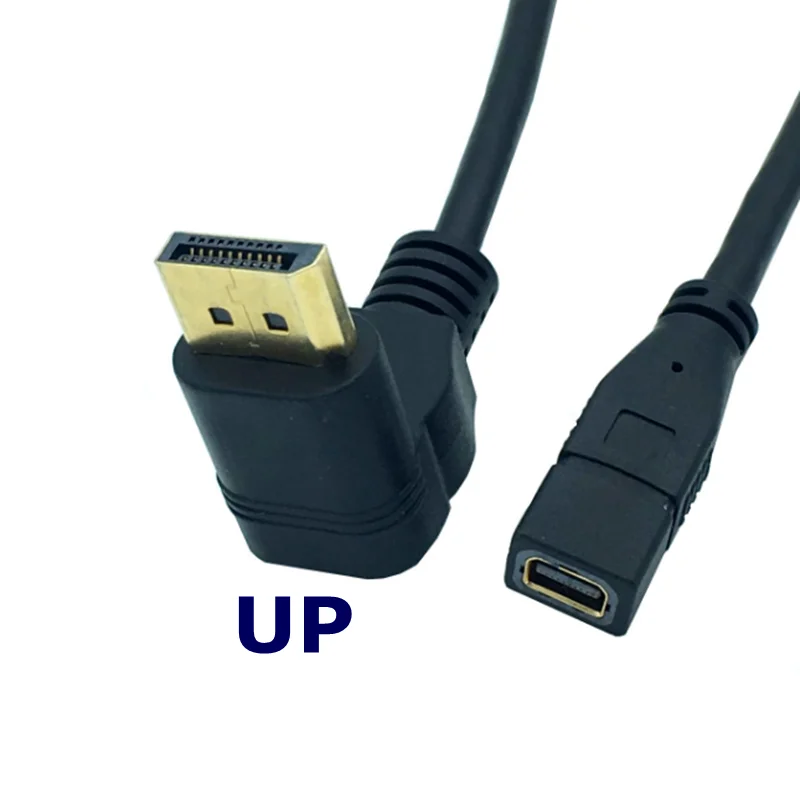 מצופה זהב 90 תואר ישר זווית DisplayPort to Mini DisplayPort זכר ונקבה 4k כבל מתאם HD עבור גרפיקת תצוגת 30 ס 