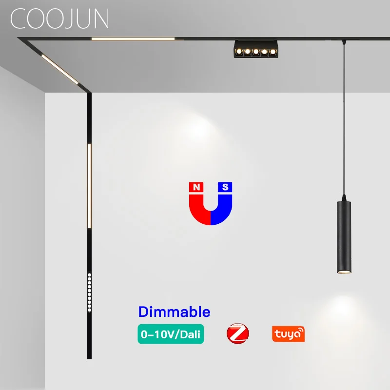 COOJUN מגנטי מסלול האור מוטבע זרקור LED Downlight 48V 4 חוט 0-10V/דאלי עמעום תאורה פנימית גריל מנורה סדרה