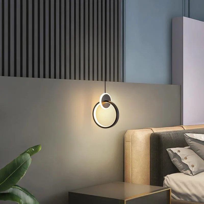 LED מודרנית תליון אור על המיטה חי בחדר האוכל במסעדת המלון רקע נברשת מקורה גופי תאורה