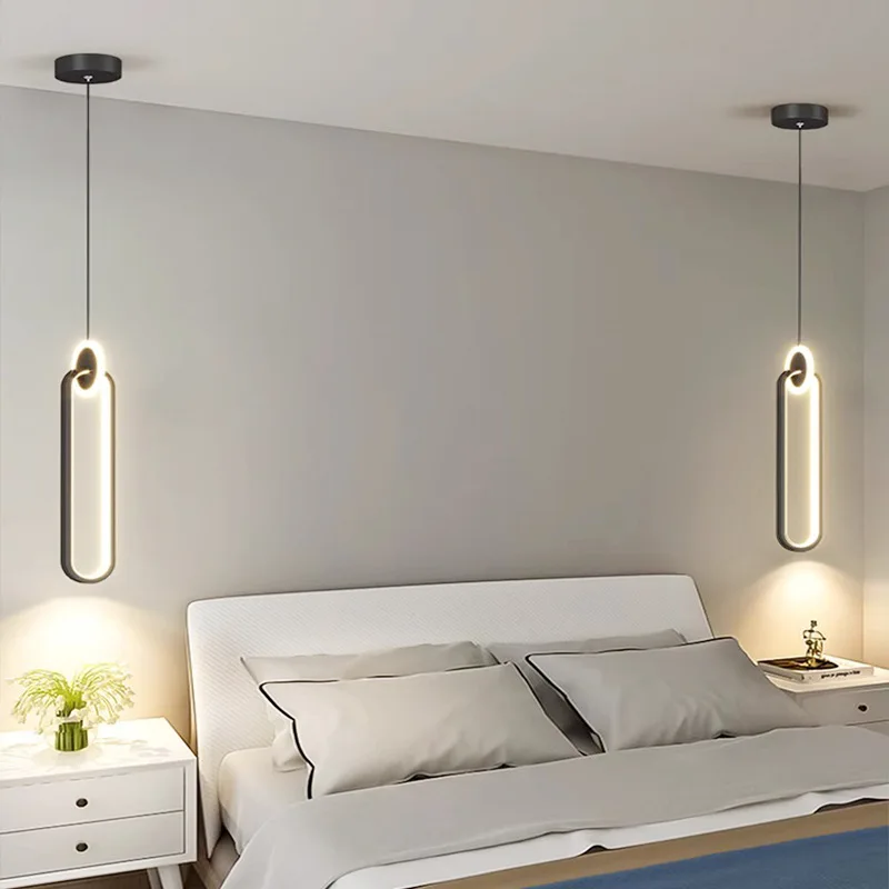 LED מודרנית תליון אור על המיטה חי בחדר האוכל במסעדת המלון רקע נברשת מקורה גופי תאורה