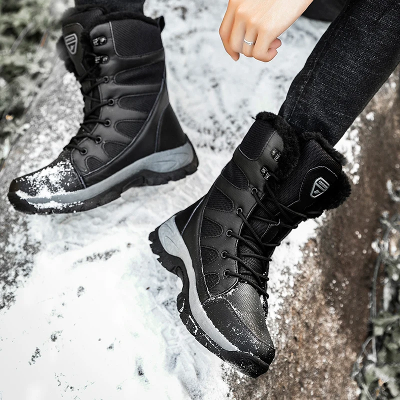 חורף חדש עם פרווה מגפי שלג לגברים נעלי גברי נעלי מבוגרים מזדמן איכות עמיד למים הקרסול -30 מעלות צלזיוס חם מגפיים