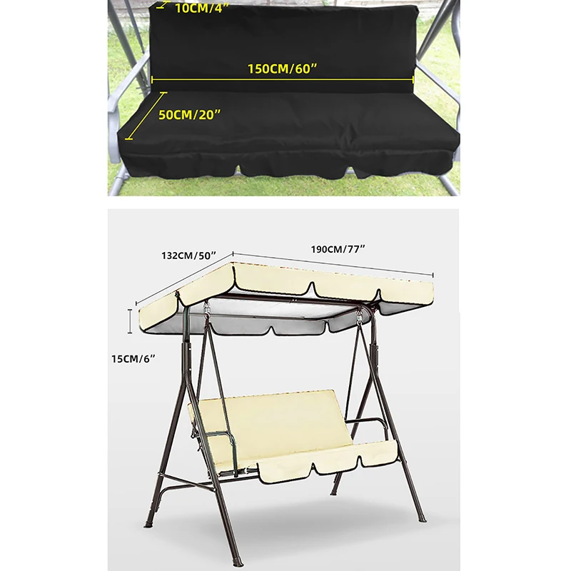 3-מושב הנדנדה מושב והתקרה גן כיסוי נדנדה ערסל האוהל עמיד למים הגנת UV חצר נדנדה הכיסוי (לא כולל תנופה)