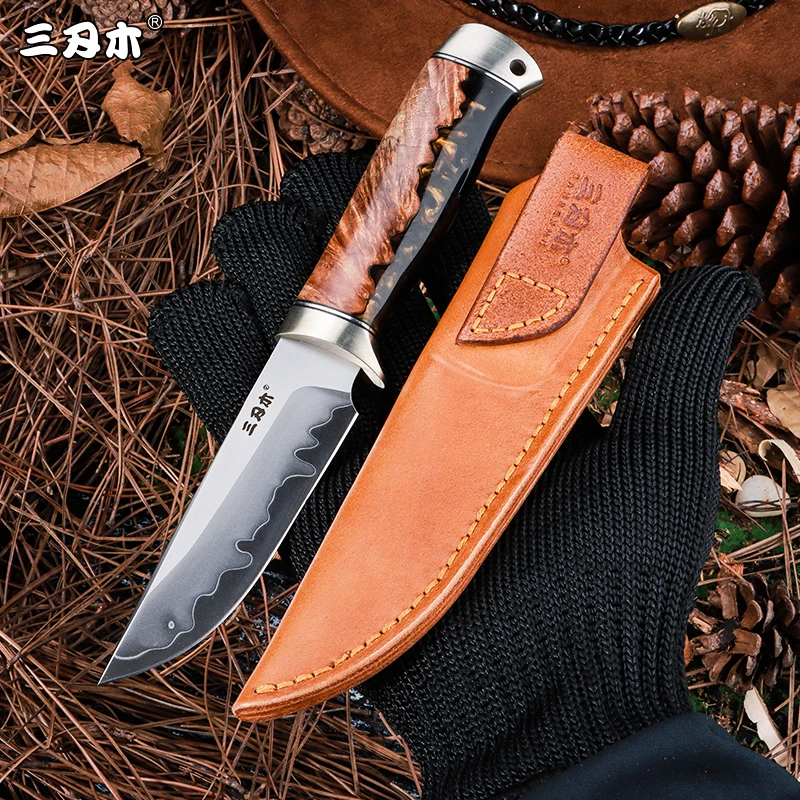SANRENMU 791 קבוע להב הסכין סיד משולש פלדה חיצוני קמפינג ציד ההישרדות בטבע Edc השירות הכלי ישר סכינים