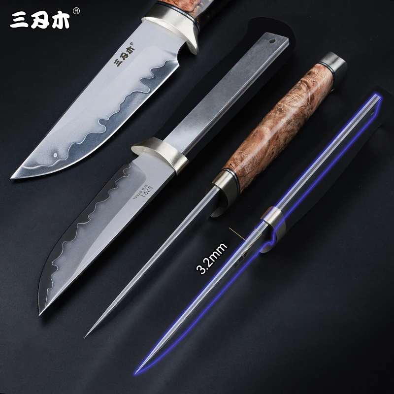 SANRENMU 791 קבוע להב הסכין סיד משולש פלדה חיצוני קמפינג ציד ההישרדות בטבע Edc השירות הכלי ישר סכינים