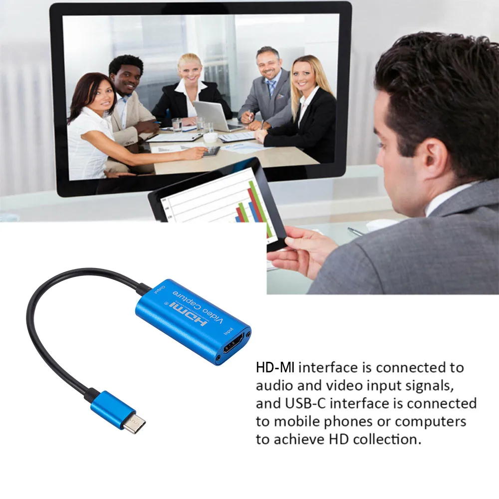 kebidumei HD 1080P HDMI תואם מסוג-C/USB/מיקרו USB עם קו לכידת וידאו כרטיס משחק שיא של הזרמת שידור