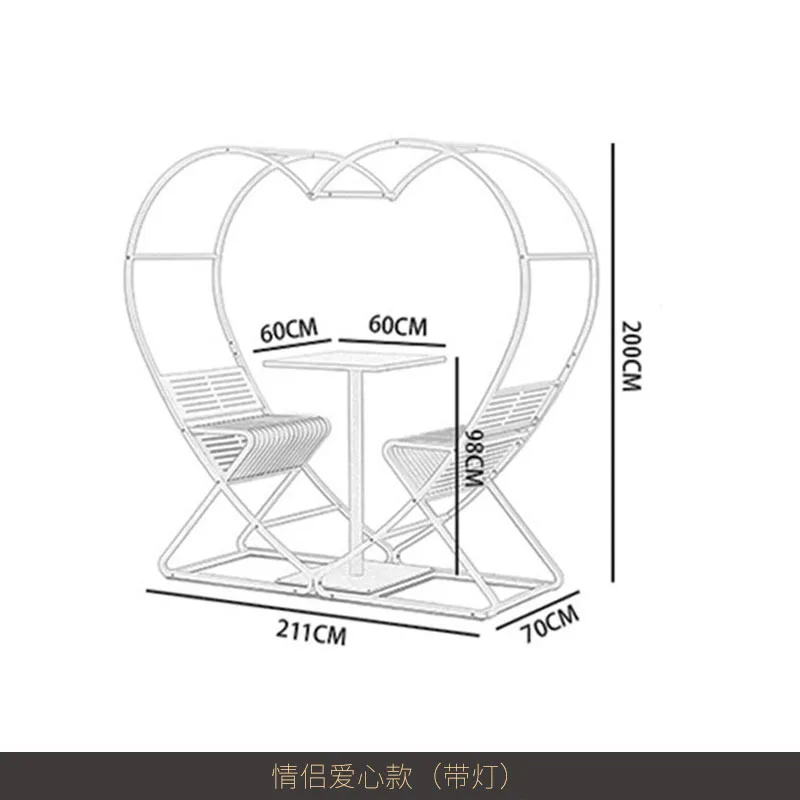 ריהוט גן בצורת לב קלטת שילוב גינת חצר עמיד למים, קרם הגנה שולחן כיסא רהיטים