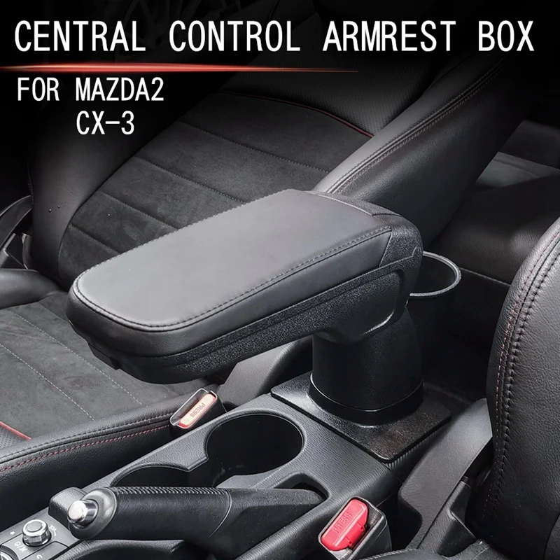 המכונית מרכזי משענת יד תיבת אגרוף חינם מרכז קונסולת משענת יד תיבת תיבת אחסון מאזדה CX-3 2015-2018 מאזדה 2 2020-2021