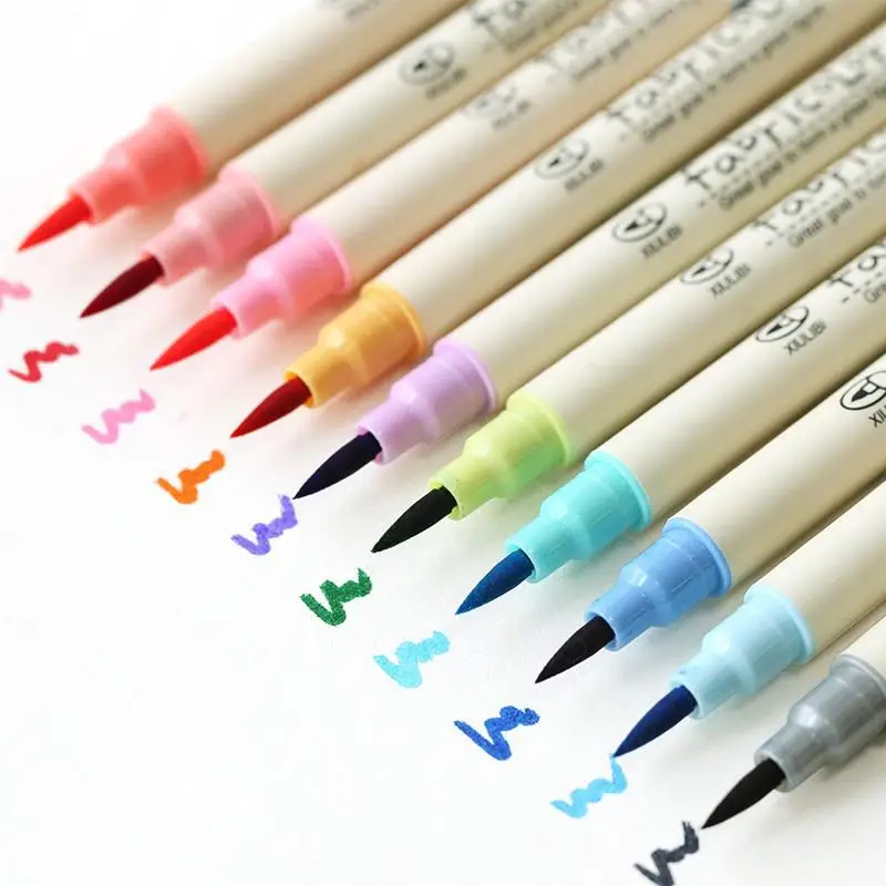 10Sets 10 צבעים מברשת עט להגדיר Fabricolor עט סימון קצה רך בצבע Brushpen קליגרפיה Finecolour מברשת הרגשתי אמנות סמנים
