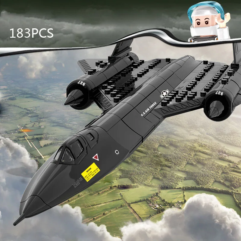 אמריקה המודרנית כלי-רכב צבאי SR-71 Blackbird להרכיב מודל בניין WW2 צבא דמויות לבנים מטוסי סיור צעצוע