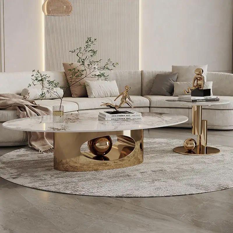 מרכז עיצוב מראה הרהיטים בסלון מבריק רוק לוח שולחן עבודה יציב נירוסטה מסה דה Centro De סאלה רהיטים
