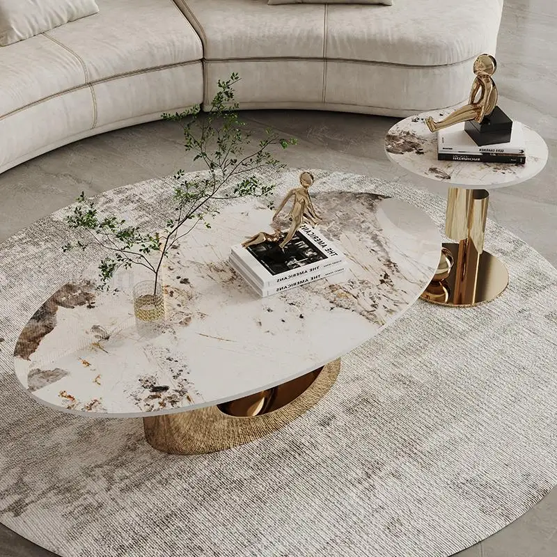 מרכז עיצוב מראה הרהיטים בסלון מבריק רוק לוח שולחן עבודה יציב נירוסטה מסה דה Centro De סאלה רהיטים