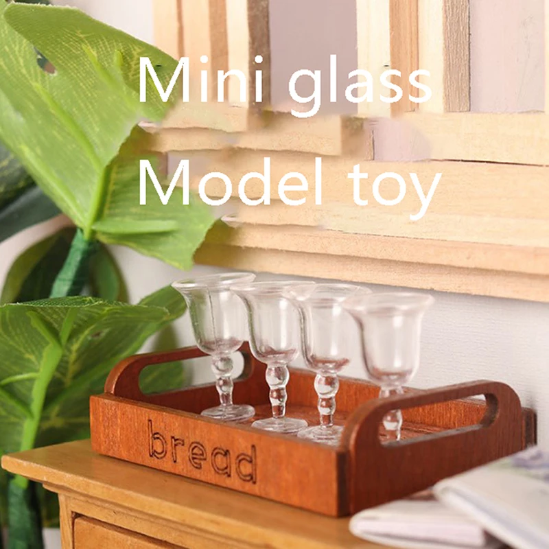4PCS 1/12 בית בובות מיניאטורי יין בקבוק זכוכית דגם BJD הבובות מטבח המסעדה עיצוב אביזרים צעצוע