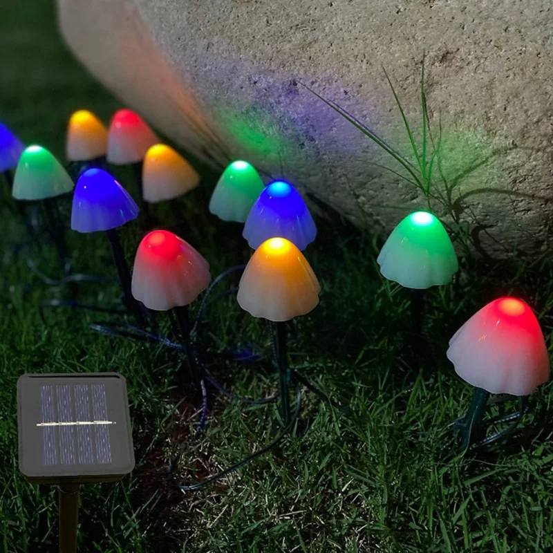 10-90 LED סולארית חיצונית מחרוזת אורות פיות נתיב הדשא נוף פטריות מנורות חג המולד גינת פטיו גרלנד רחוב קישוט