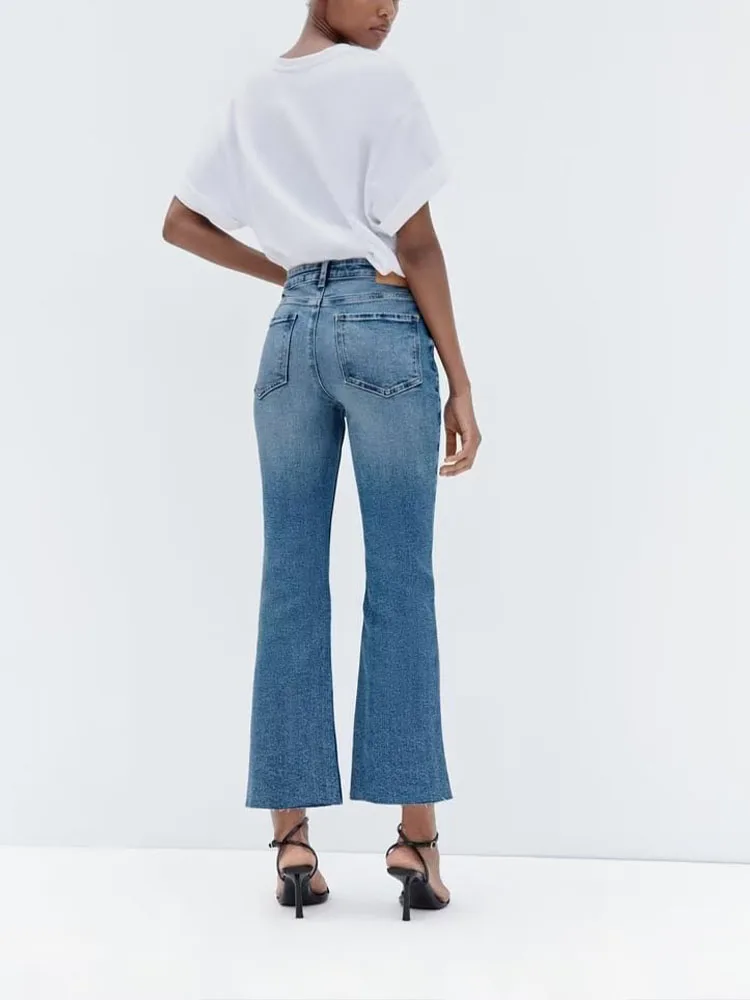 קיץ אופנה חדשה החוץ סגנון מזדמנים כל-התאמה סלים ג 'ינס מכנסיים של נשים גבוהה המותניים מיקרו התלקח ג' ינס
