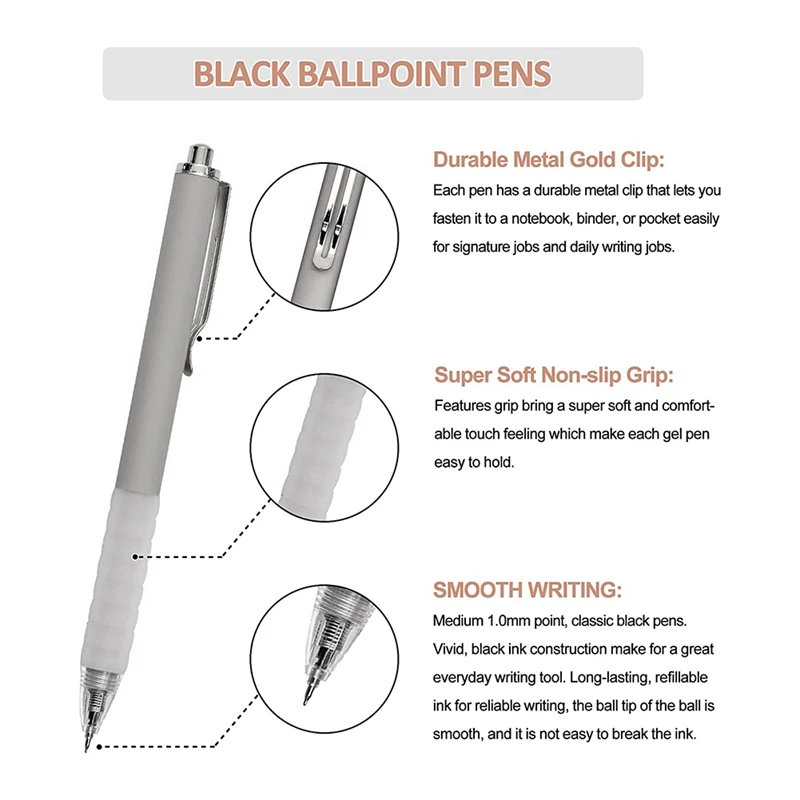 10Pcs בינוני העט נשלף במשרד עם עט סופר אחיזה רכה בעט כדור לגברים נשים