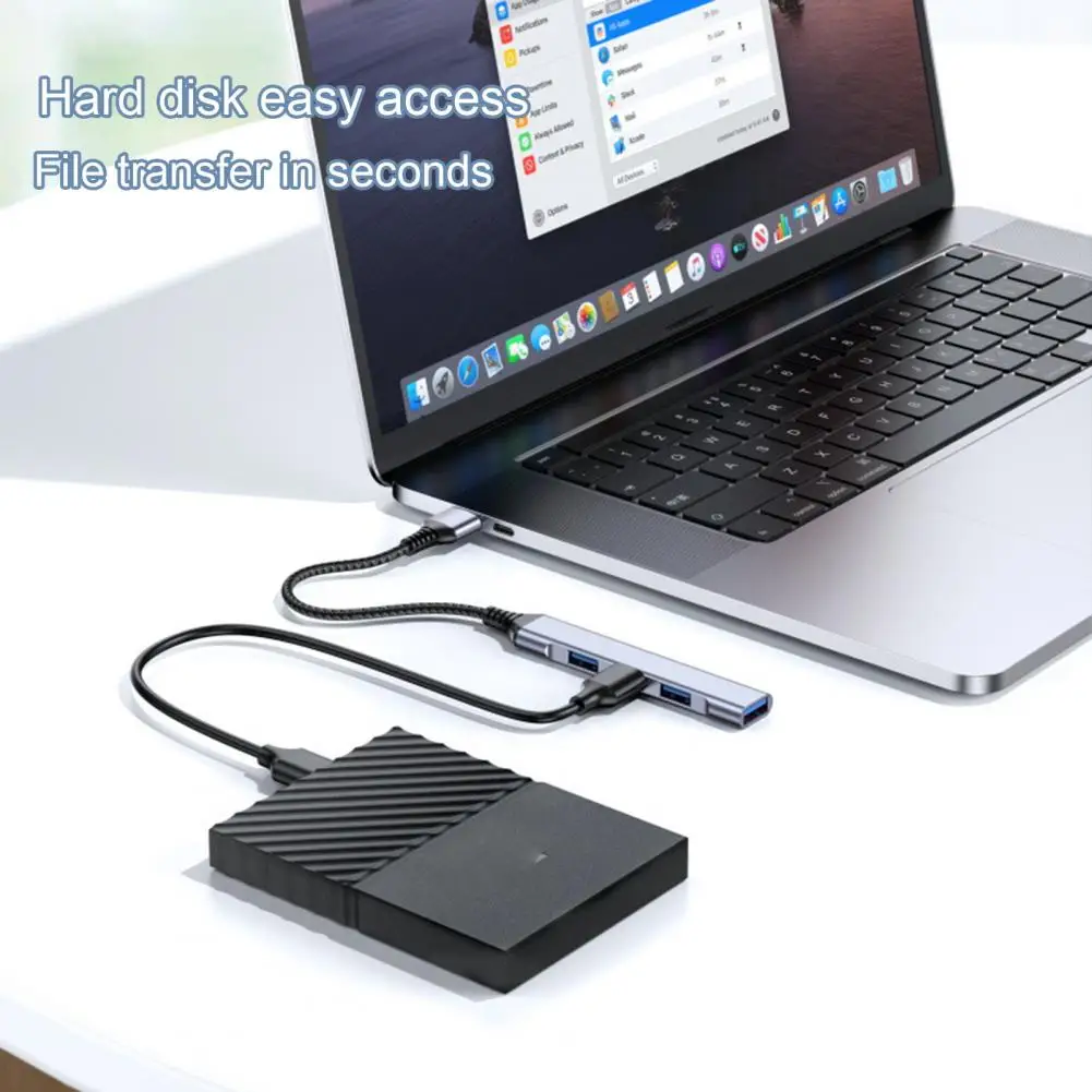 קומפקטי אמין 4-Port Type C מתאם תחנת עגינה נהג-בחינם רכזת USB Plug And Play המחשב הנייד אבזרים