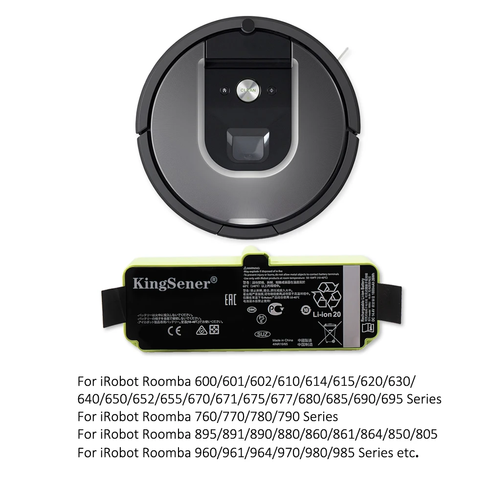 KingSener 1800LI 2130LI החלפה סוללה עבור IRobot Roomba 595 650 980 655 690 780 805 860 880 890 960 760 770 780 1800mAh