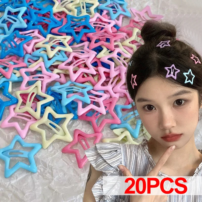 10/20PCS צבעוני כוכב Bb שיער קליפים לילדים בנות הכובעים סגסוגת סיכות חמודות נצנצים BB מהדקי סיכות שיער אביזרים