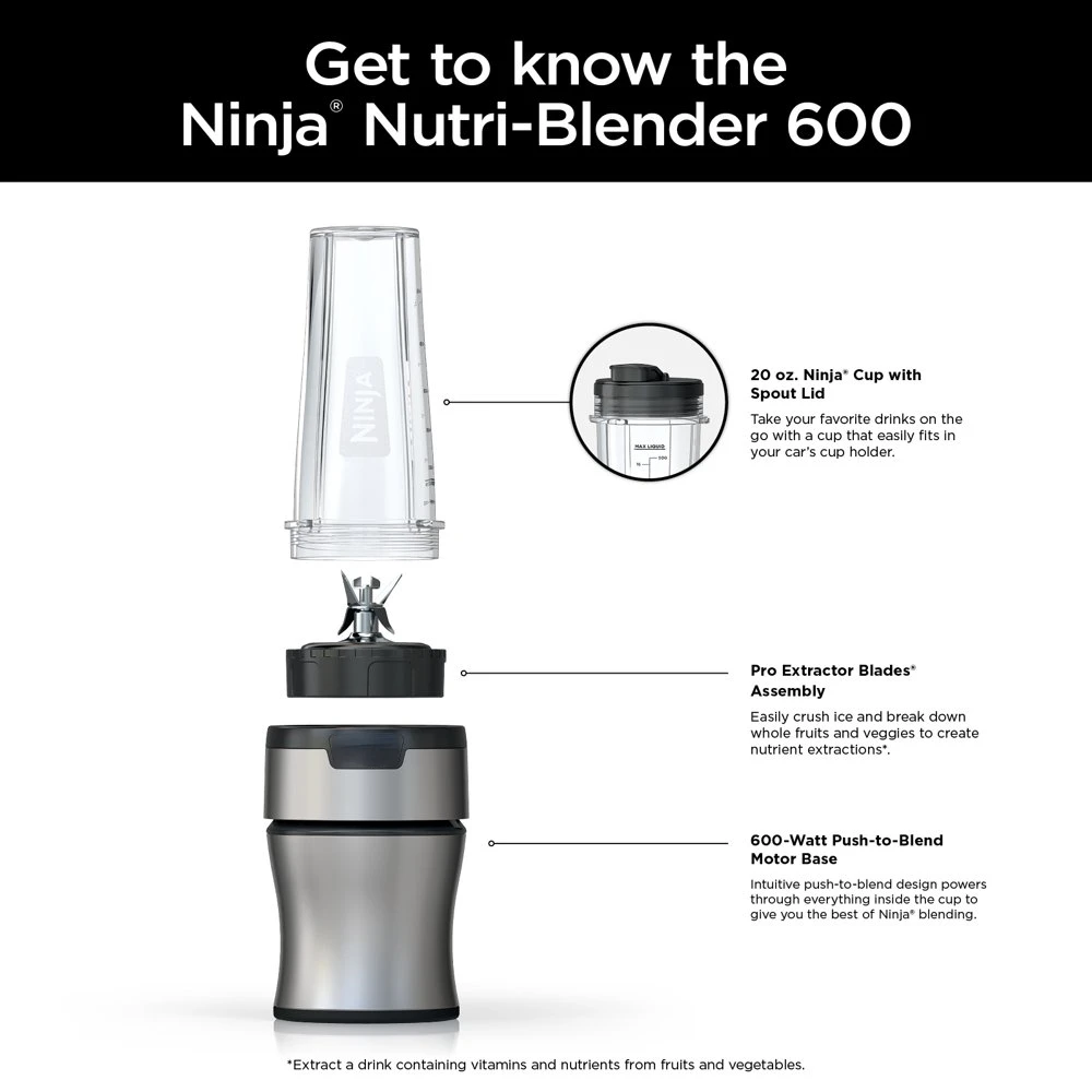 Nutri-בלנדר BN300WM 600 וואט אישי בלנדר, 1 ניקוי במדיח כלים לדרך גביע