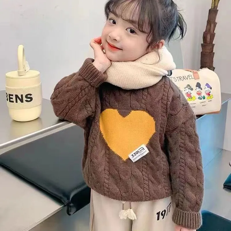 בנות סריגים סוודרים שרוול ארוך 2023 האביב והסתיו חדש קוריאני גרסה החוץ סגנון התינוק חוט מתוק אופנה סוודרים