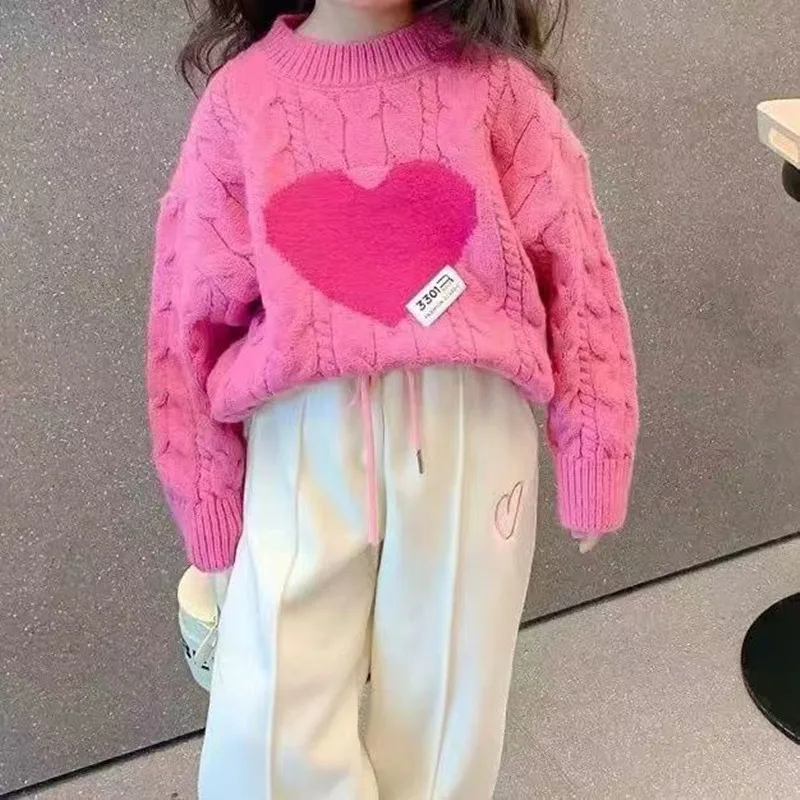 בנות סריגים סוודרים שרוול ארוך 2023 האביב והסתיו חדש קוריאני גרסה החוץ סגנון התינוק חוט מתוק אופנה סוודרים