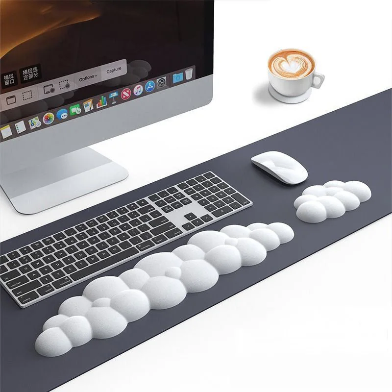 ענן בצורת משטח עכבר מקלדת היד לנוח ארגונומי קצף זיכרון עור סיליקון בכף היד תמיכה למחשב במשרד Mousepad