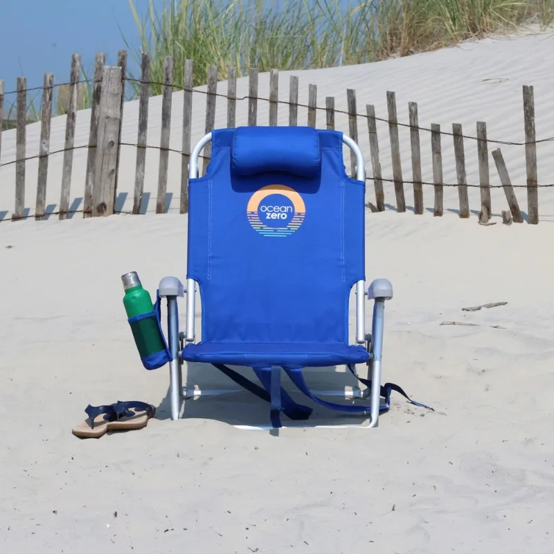 סט של 2. האוקיינוס אפס ידידותי לסביבה דלוקס תרמיל החוף כיסא כחול - ליאז ' בחוץ ריהוט גן