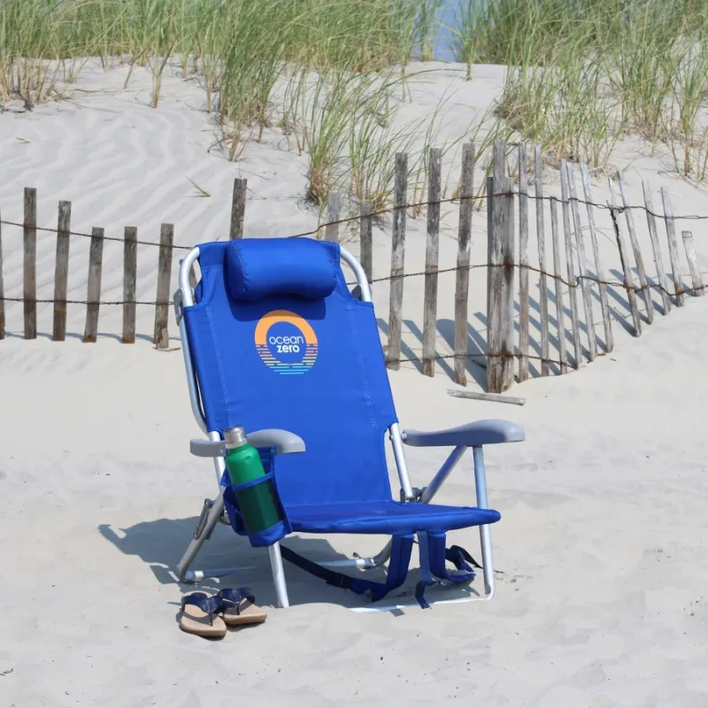 סט של 2. האוקיינוס אפס ידידותי לסביבה דלוקס תרמיל החוף כיסא כחול - ליאז ' בחוץ ריהוט גן