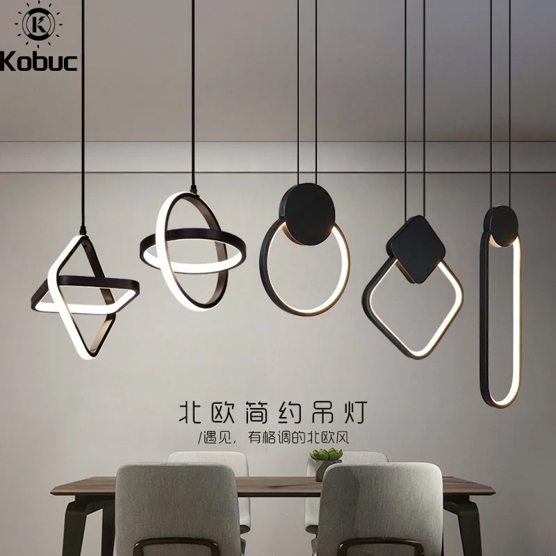 Kobuc המודרני הוביל אור תליון שחור&לבן יצירתי כבל תלוי תליון מנורה על חדר האוכל במטבח ליד המיטה אור