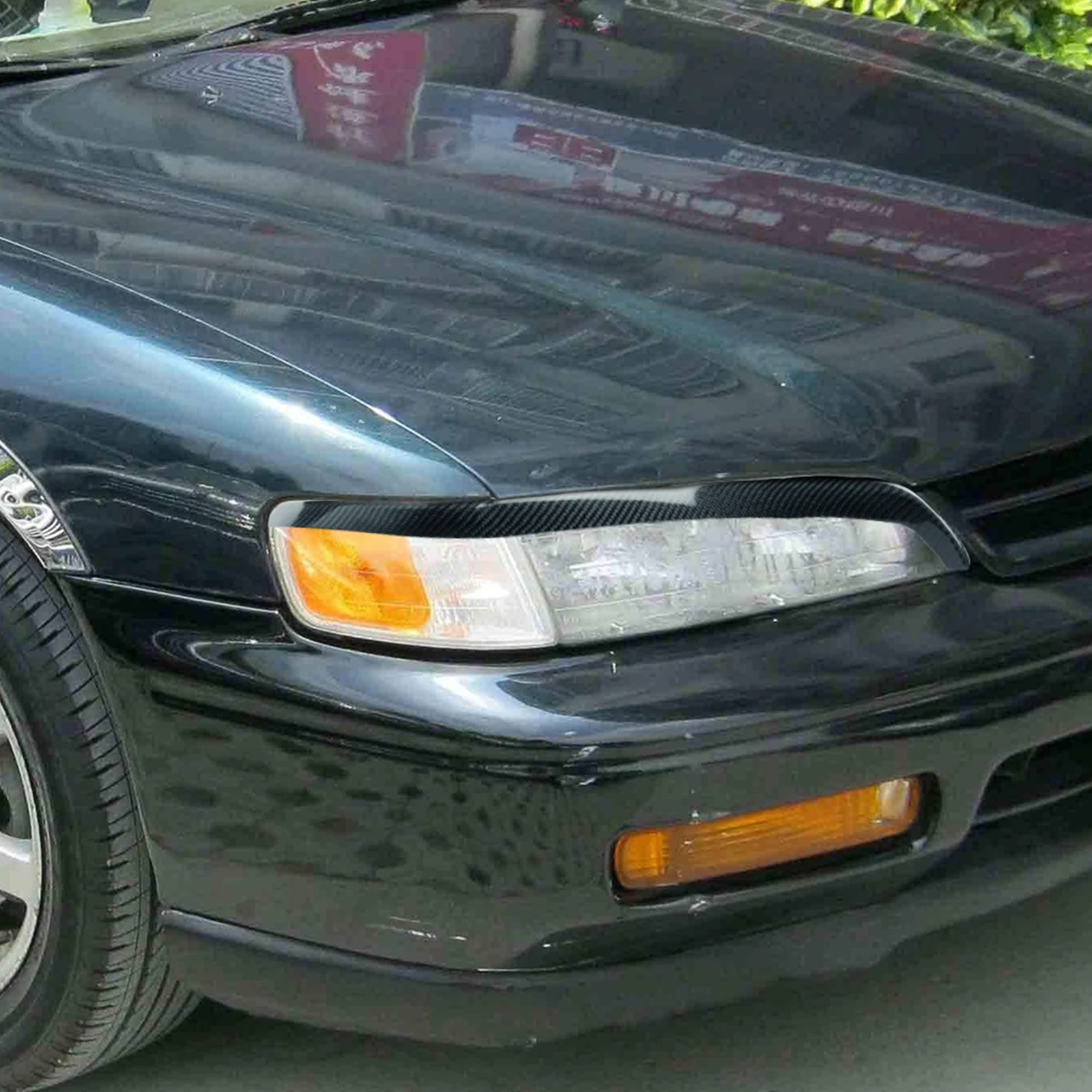 עבור הונדה אקורד 1994-97 מכוניות הגבה פנס העפעף לקצץ סיבי פחמן לפני ראש אור המנורה בראו כיסוי רצועת מדבקה